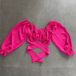 Chic Hot Pink Off-Shoulder Blouse